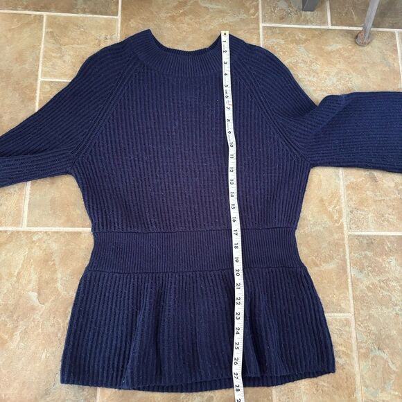 Club Monaco Sweater Womens Size Medium Wool Blend Alpaca Wool Blue Bubble Sleeve - Picture 6 of 9